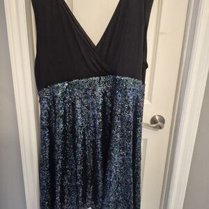 Elegant Black and Blue Sequin Dress